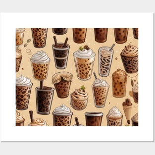 Ice Coffee Pattern Vintage Since Established Retro Posters and Art
